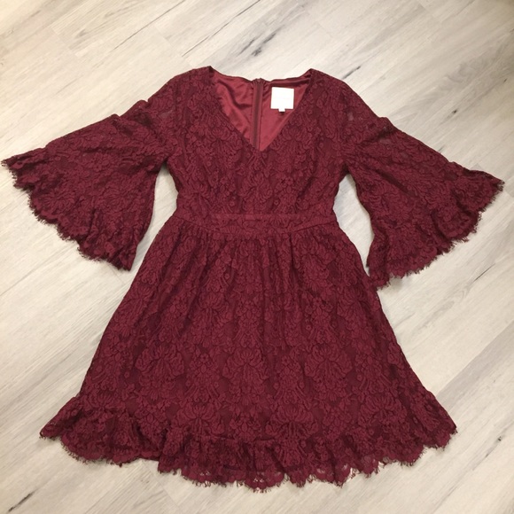ModCloth Wine Lace Dress, Zip Back, Sz M - Picture 5 of 8